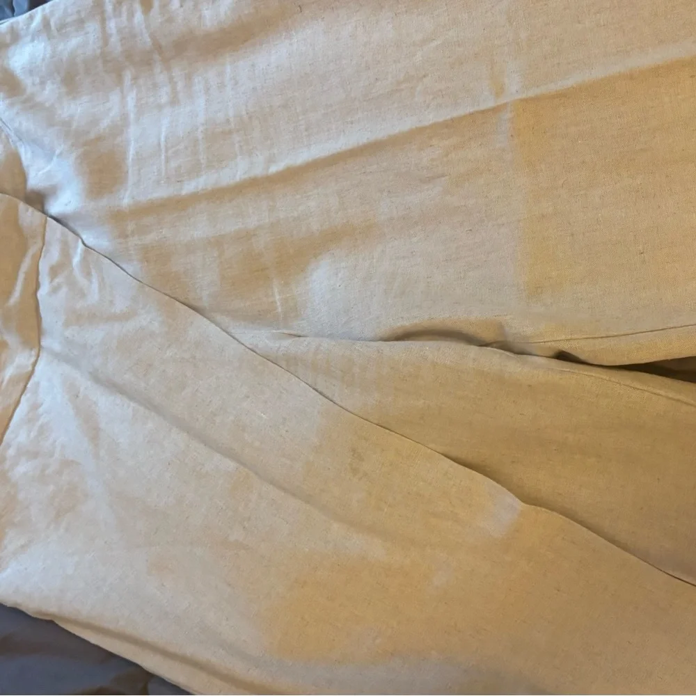 Zara Wide Leg Pants in Light Beige linen